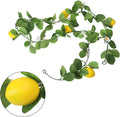 Artificial Lemon Vine Green Plant for Air Conditioning Pipe Decoration, 170-200cm Faux Grapevine with Lemons and Flowers, Versatile Indoor Outdoor Decor for Windows, Doors, Parties