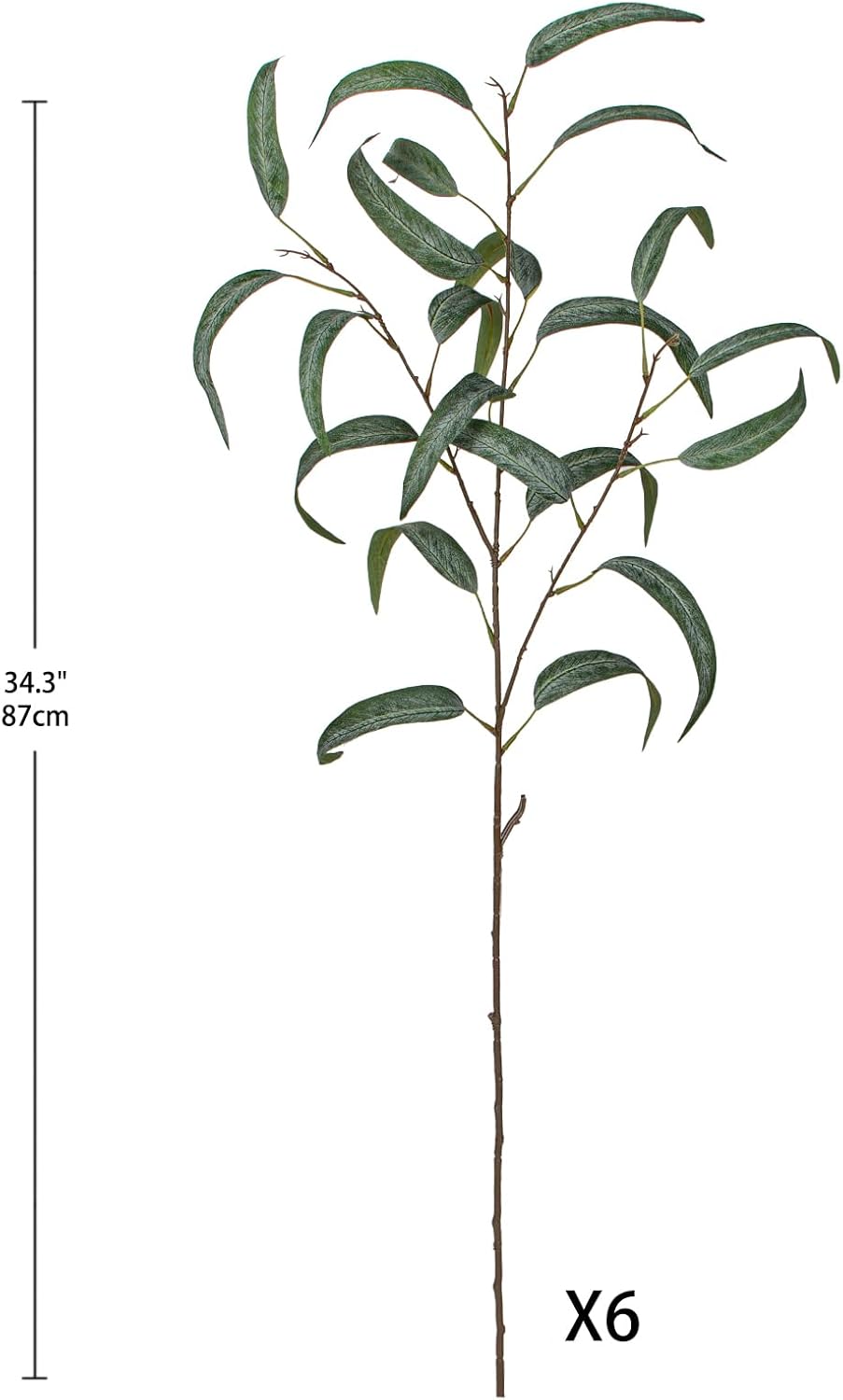 Faux Eucalyptus Stems - 34' Long Fake Salix Leaves 6 Pcs Artificial Greenery Stems for DIY Bouquet Arrangements, Centerpieces, Shower Decorations