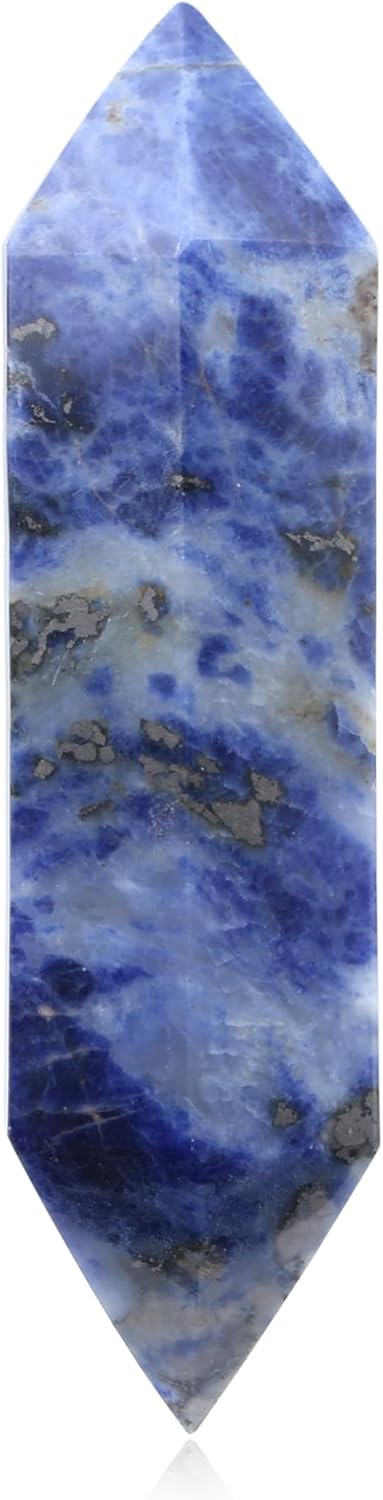 YATOJUZI 3.5" Blue Solidate Healing Crystals Wand Natural Crystals and Healing Stones Large Hexagonal Blue Solidate Crystal Points for Meditation Divination Reiki Energy Balancing 1PCS