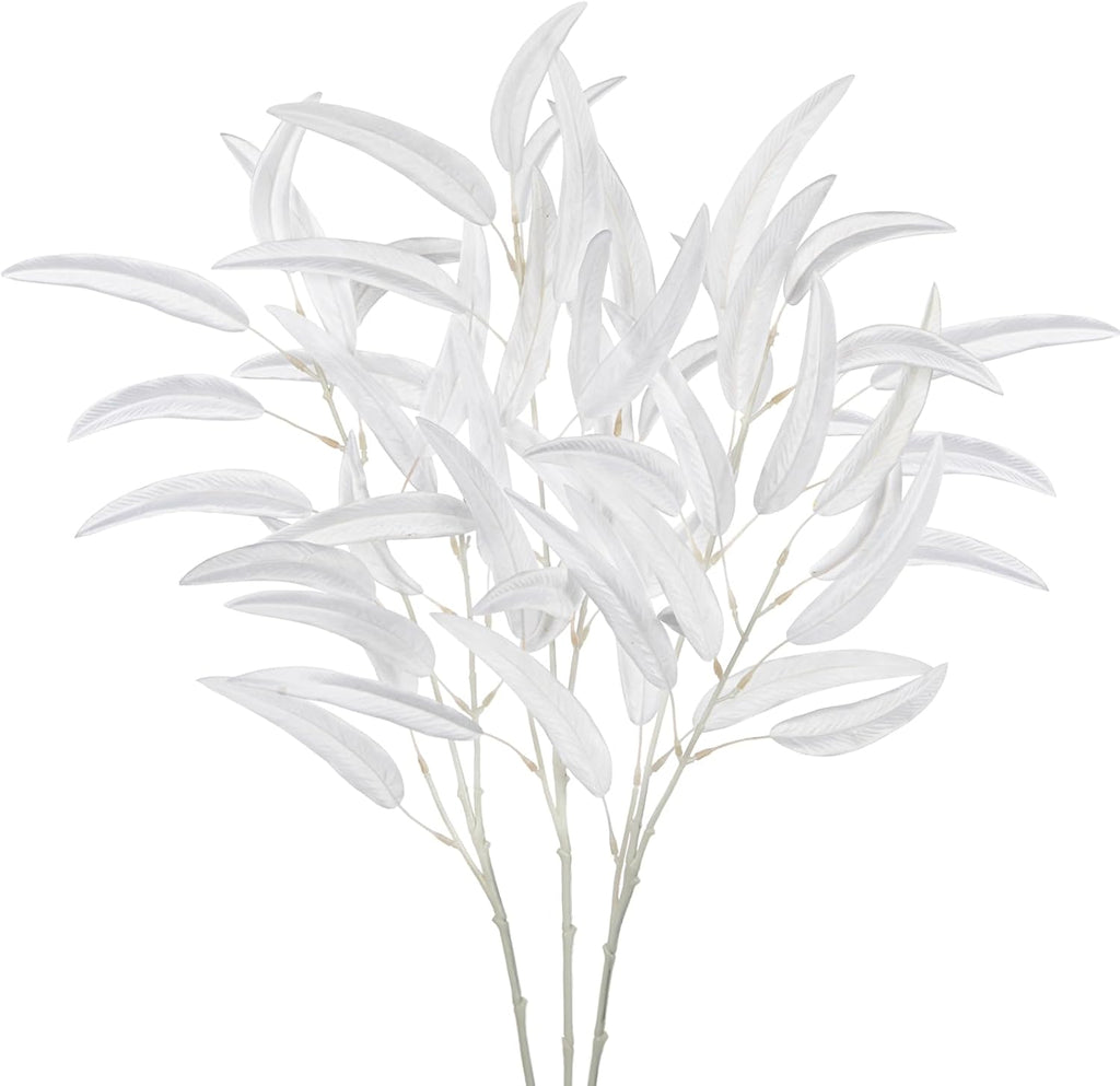 Briful 3-Pack 29.5’’Faux Eucalyptus Stems with White Willow Eucalyptus Leaves and Branches – Artificial Floral Stems for DIY Floral Arrangements, Wedding Bouquets, Vase Fillers, Home Decor