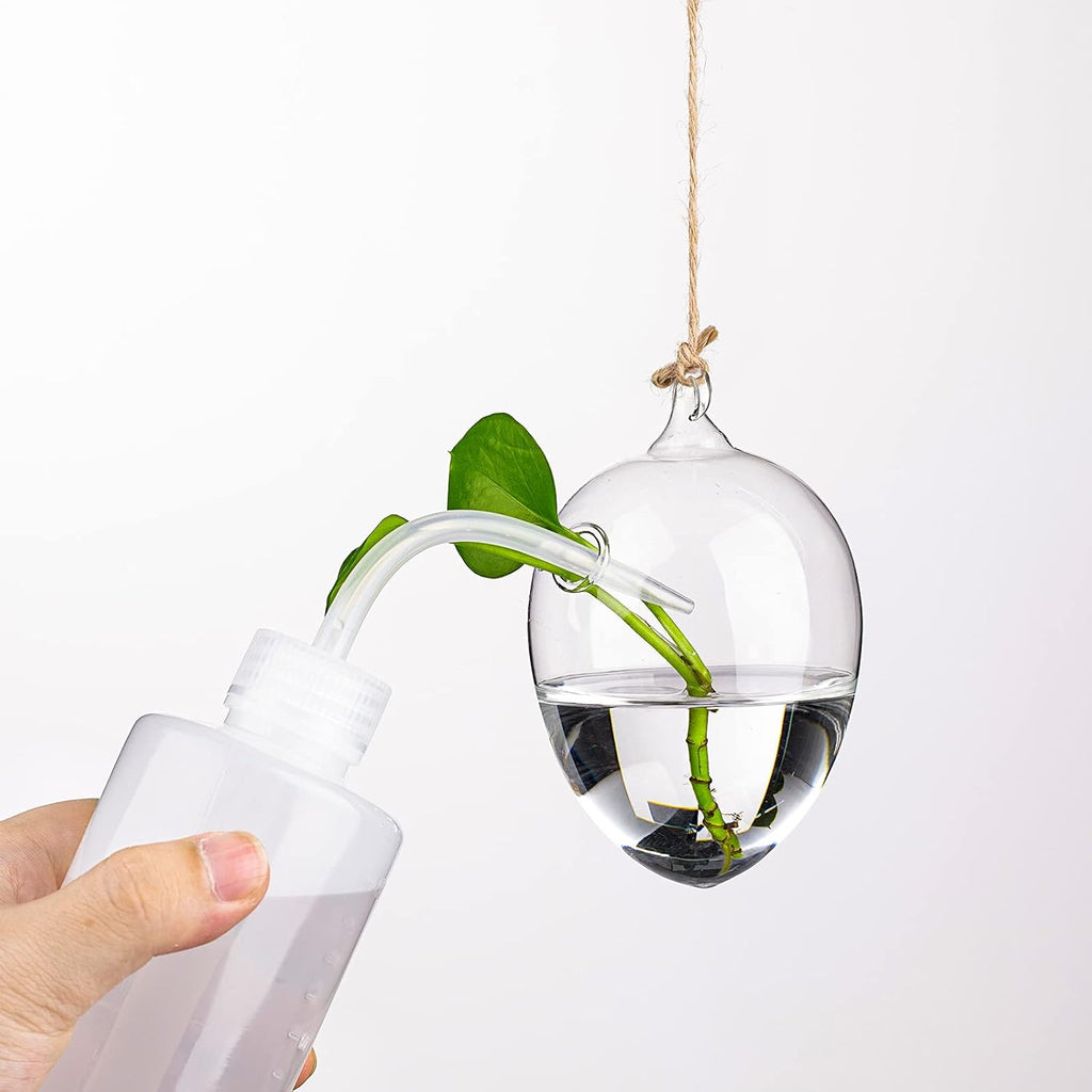 Zopeal Wall Hanging Glass Planter Terrarium Propagation Station Vase Container Watering Squeeze Bottle with Rope and Hook for Hydroponic Plants Flower Home Decor(Classic Style,6 Sets)