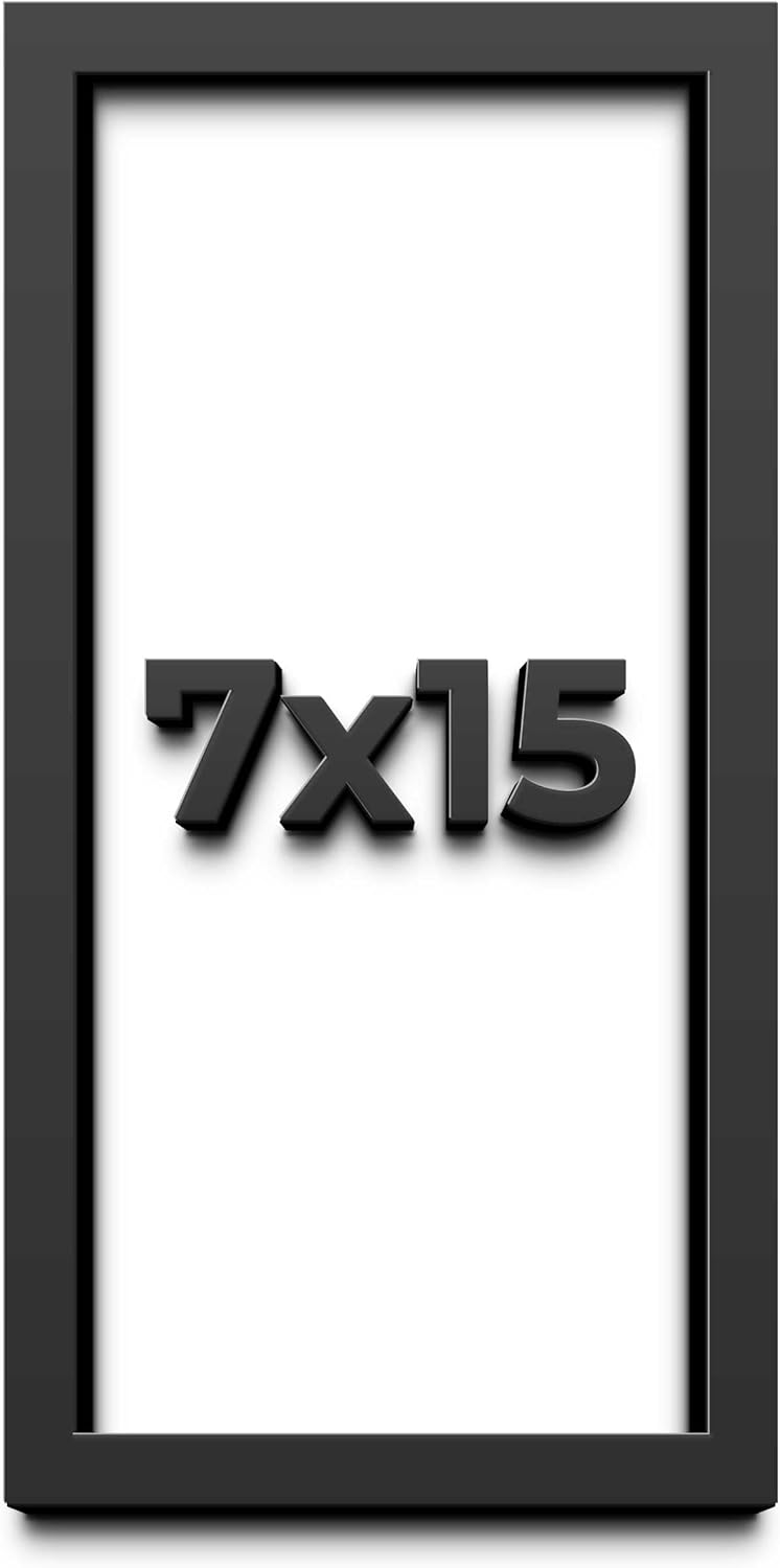 7x15 Shadow Box Frame Black | 1 Inch Deep Solid Wood Shadowbox Display Frame | UV Resistant Acrylic Plexiglass, Acid Free Backing, and Hanging Hardware | Dugan Picture Frame Style