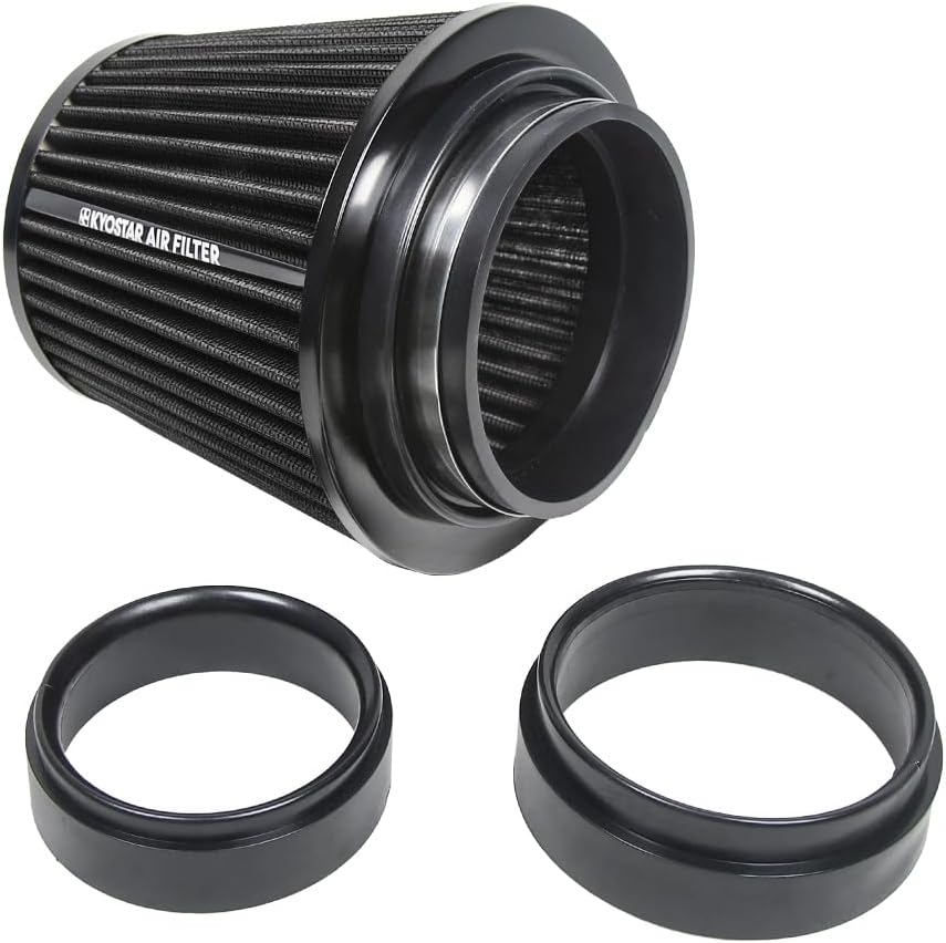 Kyostar 3/3.5/4inch Inlet Cold Air Intake Cone Replacement Performance Washable High Flow Dry Air Filter, Black