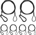 Lighting Safety Cable with Loops(6-Pack), 25kg Load Stage Light Safety Cable Black Security Chain Hanging on Trusses, Stainless Steel Lanyard（Diameter 2mm/0.08in, Length 100cm/39.37in)