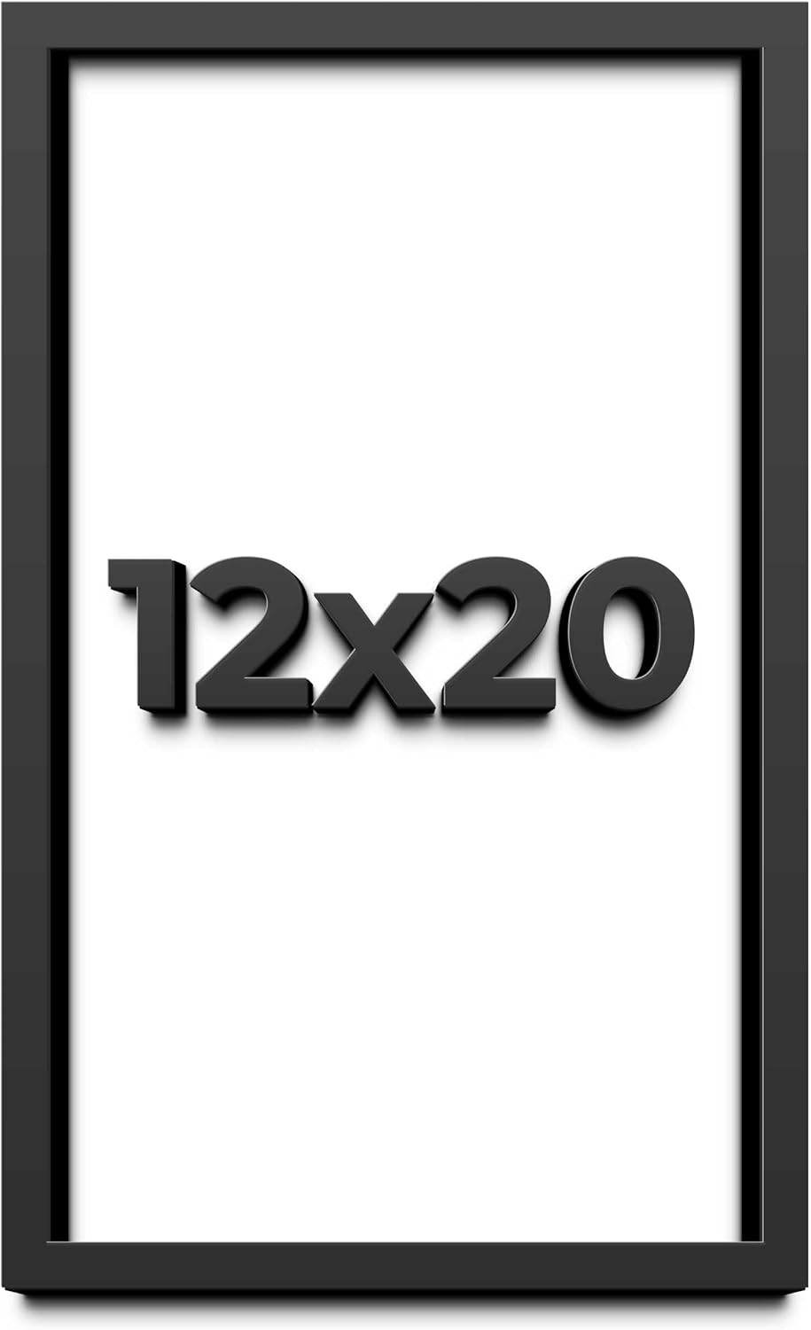 Dugan 12x20 Shadow Box Frame - Black, 1 Inch Deep Solid Wood, UV Resistant Acrylic Plexiglass, Acid Free Backing, Hanging Hardware