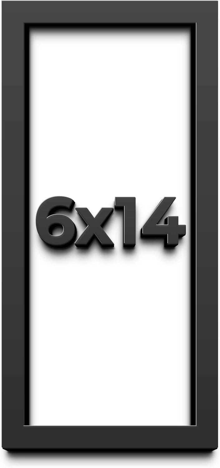 6x14 Shadow Box Frame Black | 1 Inch Deep Solid Wood Shadowbox Display Frame | UV Resistant Acrylic Plexiglass, Acid Free Backing, and Hanging Hardware | Dugan Picture Frame Style