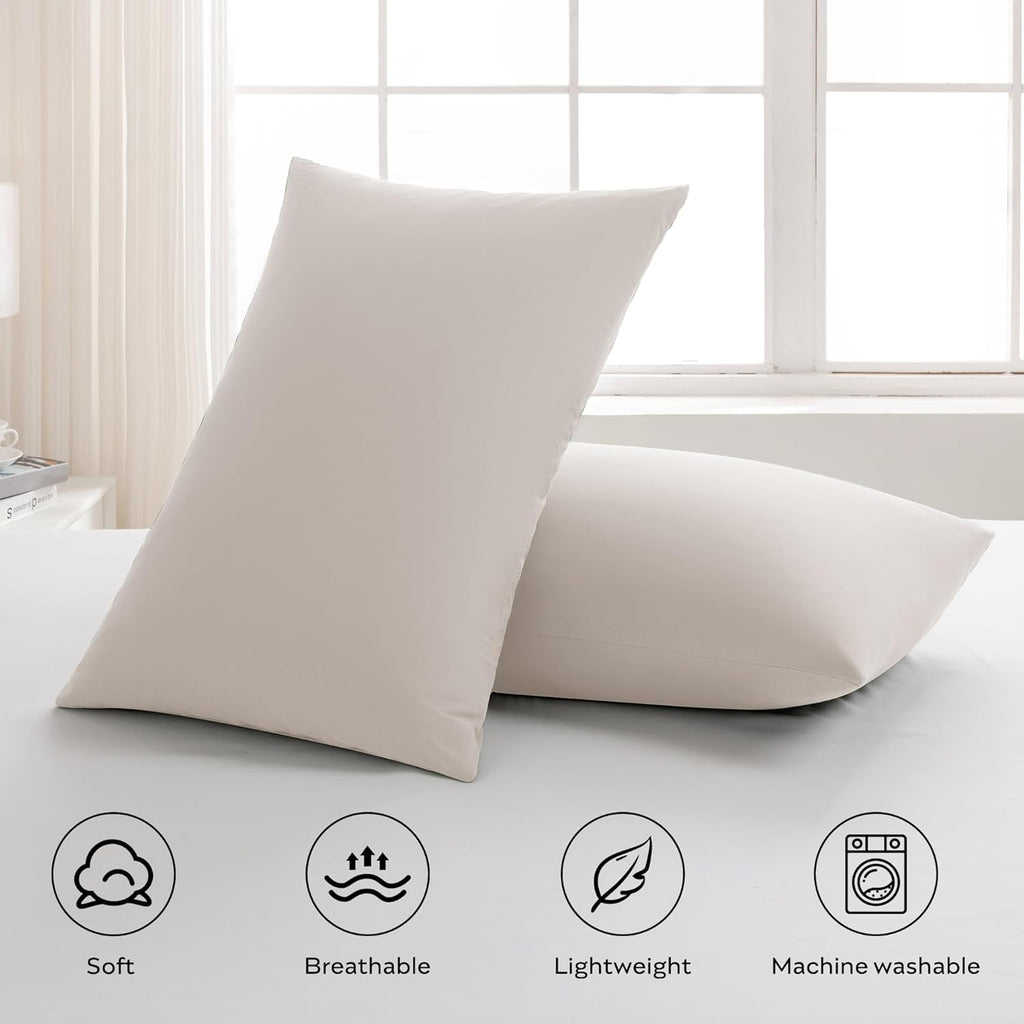 JELLYMONI Pillowcases King Set of 2 Cotton Envelope Pillow Covers Beige 20×36in Bed Pillow Case 100% Washed Cotton Soft Breathable (Pillows are not Included)