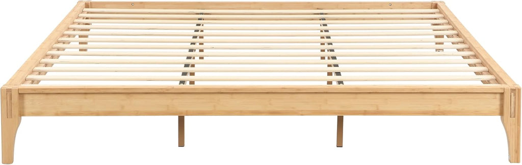 Merax King Size Bamboo Wood Platform Bed Frame with No Headboard, Under Bed Storage, Wood Slat Support, No Box Spring Needed, Easy Assembly, Natural