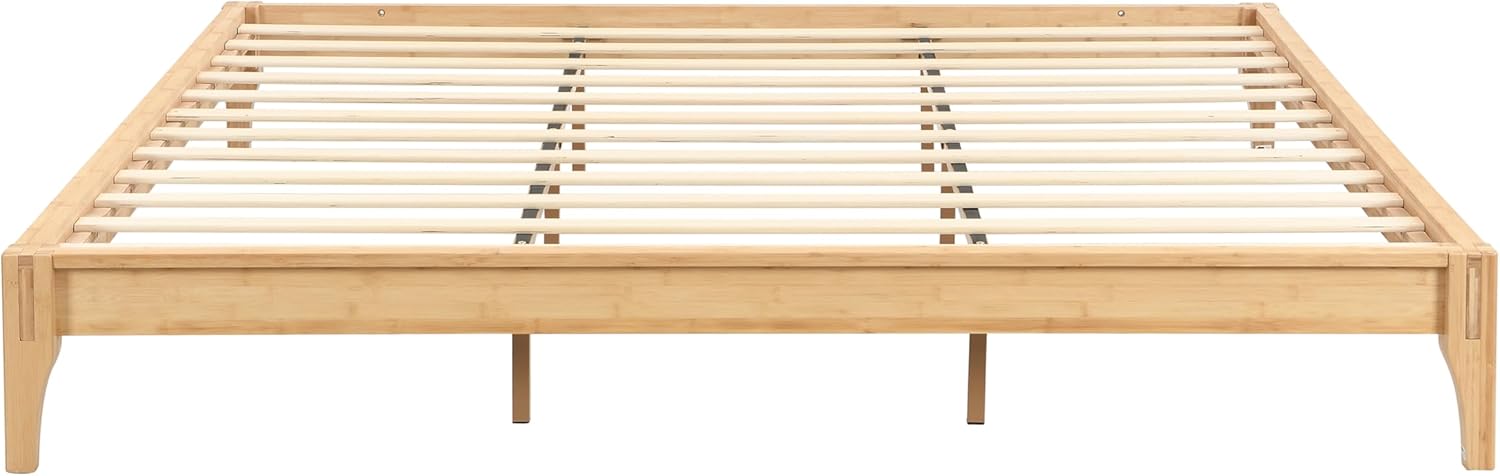 Merax King Size Bamboo Wood Platform Bed Frame with No Headboard, Under Bed Storage, Wood Slat Support, No Box Spring Needed, Easy Assembly, Natural