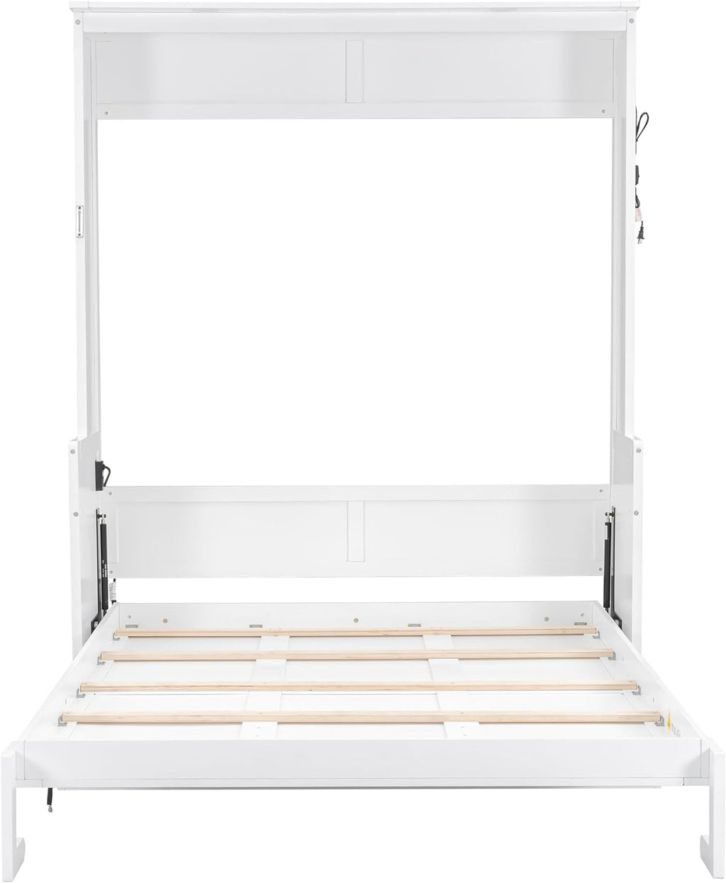 Merax Full Size Murphy Bed with Sofa Chair, Can be Folded Wall Bed with Storage Shelves and Light for Guest Room,Living Room and Bedroom