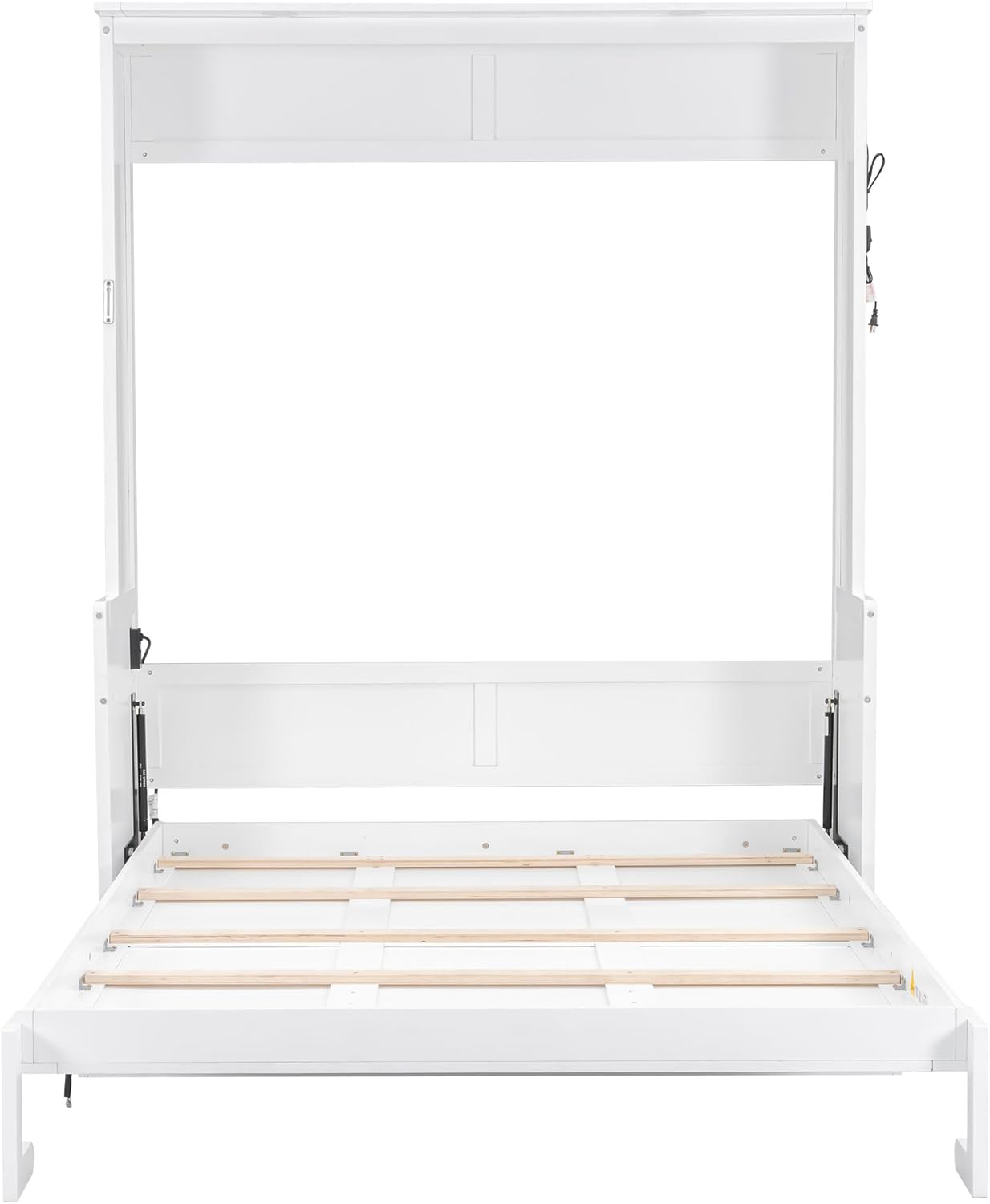 Merax Full Size Murphy Bed with Sofa Chair, Can be Folded Wall Bed with Storage Shelves and Light for Guest Room,Living Room and Bedroom