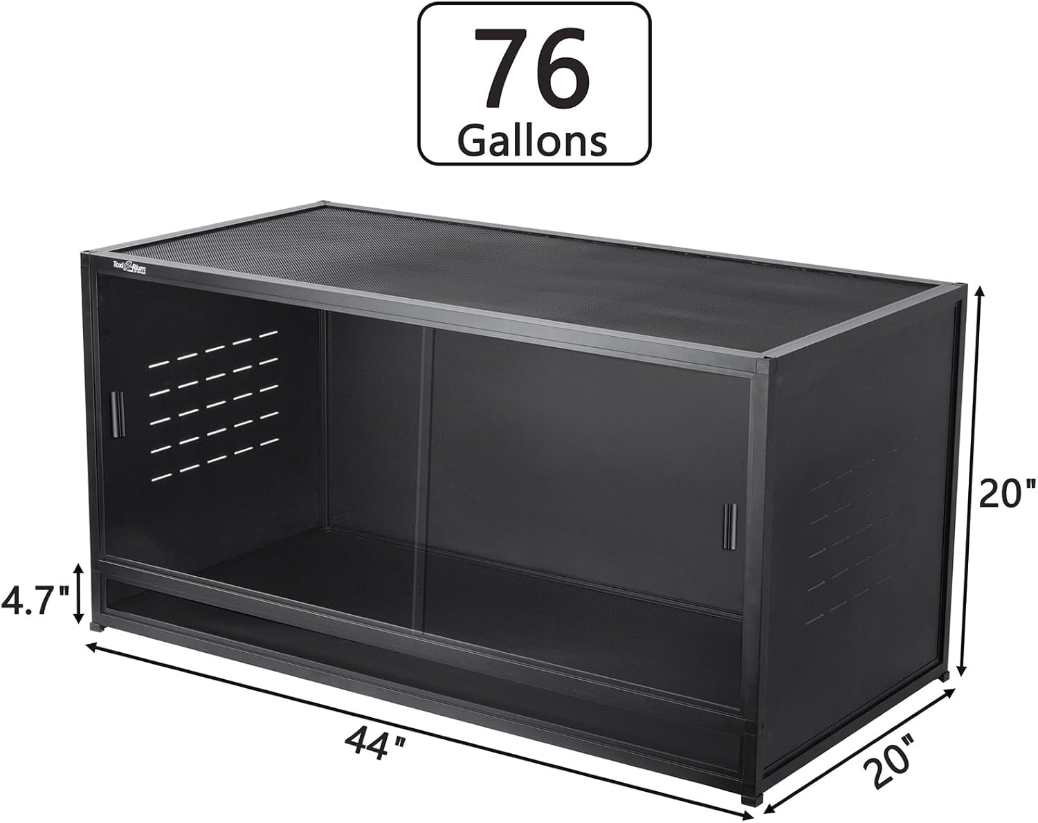 PVC Reptile Enclosure Space Efficient 44''x20''x20'' Stackable ToxiRium Large Reptile Terrarium 76 Gallons for Bearded Dragon Lizard Snake, Breeding Vivarium with Sliding Doors Lock-2pcs with spacers