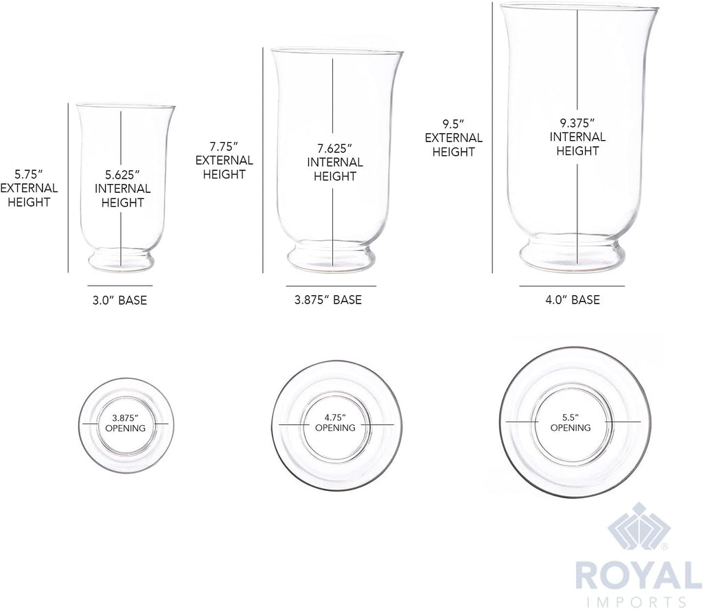 Royal Imports Hurricane Pillar Candle Holder, Clear Glass Flower Vase, Terrarium Planter, Decorative Centerpiece - Use for Floating Tealights, Wedding, Home Display, Holiday - 3 Pc Set, 6", 8" 10"