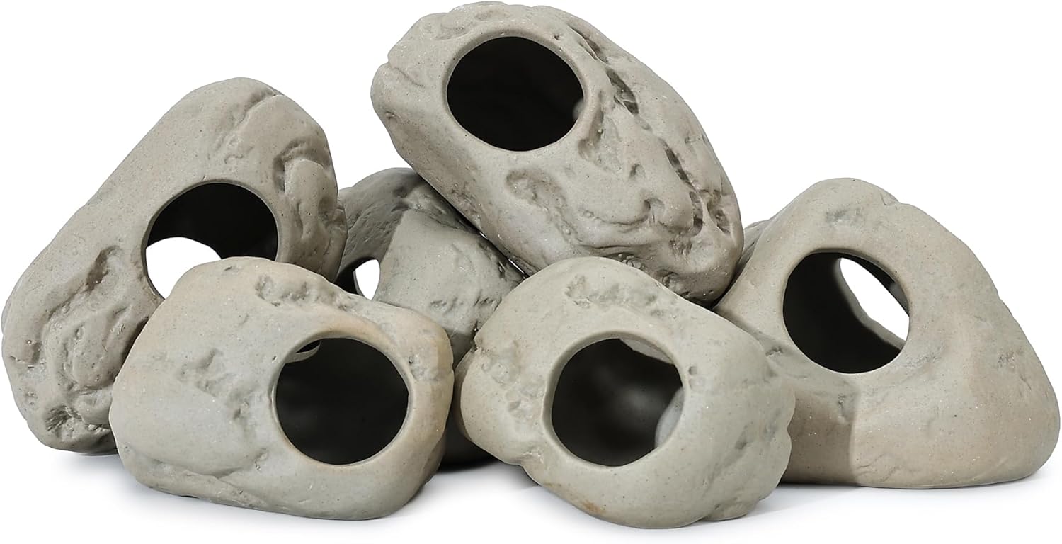 ALEGI Aquarium Rock Cave Decor for Shrimp Cichlid Hiding Breeding (Set 8)