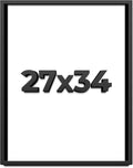 27x34 Shadow Box Frame Black | 1 Inch Deep Solid Wood Shadowbox Display Frame | UV Resistant Acrylic Plexiglass, Acid Free Backing, and Hanging Hardware | Dugan Picture Frame Style