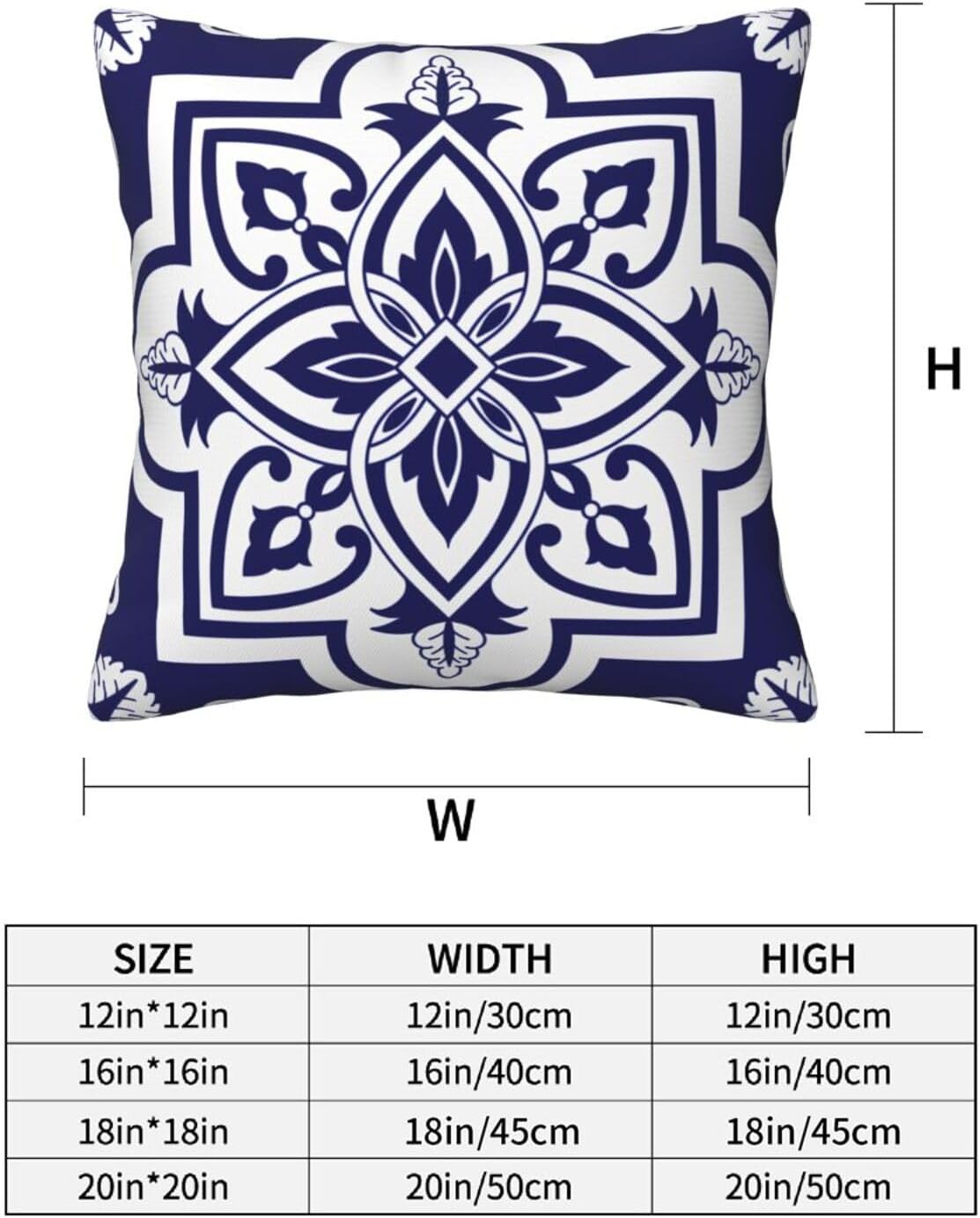 Navy White Geometric Floral Throw Pillowcases Set of 2 All-Season Soft Pillow Covers with Hidden Zipper,Durable for Sofa Bed Car Decor & Gift 18x18Inch