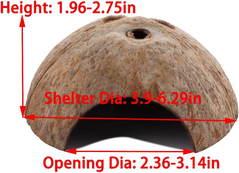 2 Pack Spider Coconut Shell Shelter, Hermit Crab Hideout, Lizard Hiding Cave, Turtle Rest Hut, Fish Tank Aquarium Decoration
