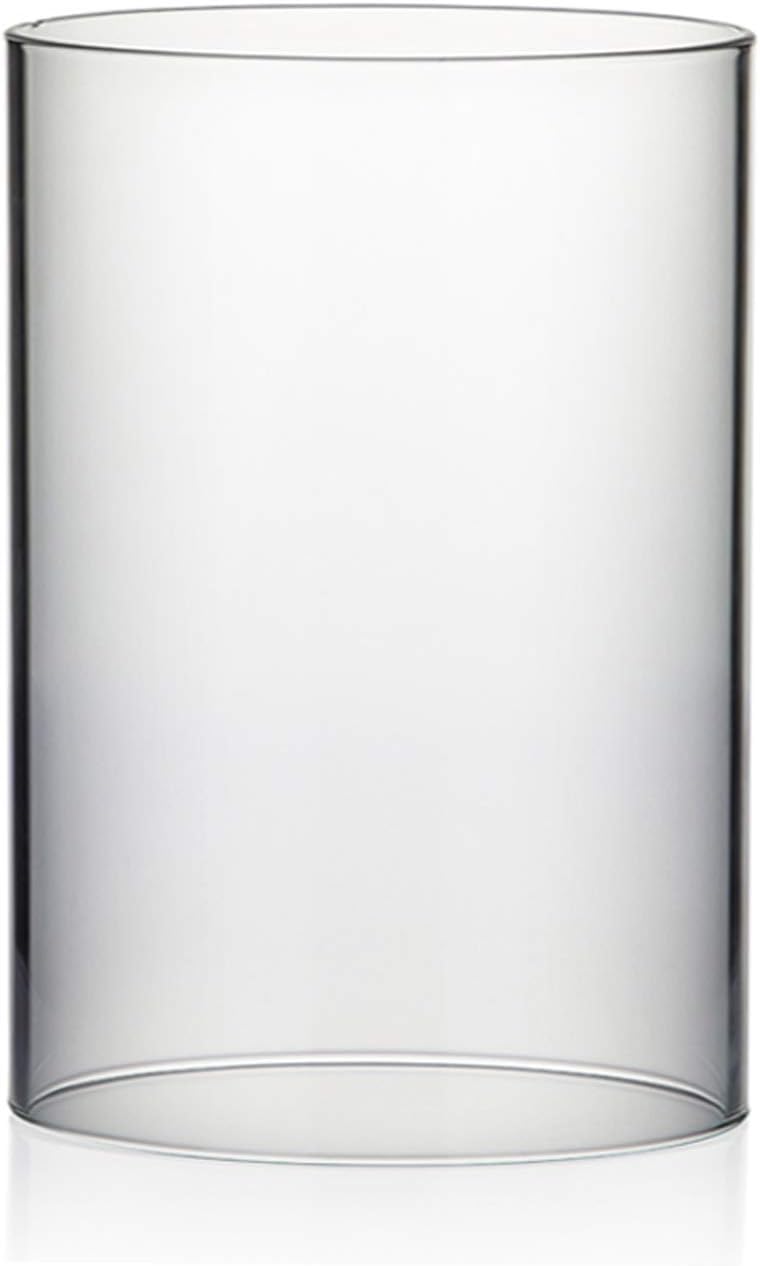 WGVI Hurricane Candle Holder Sleeve, Wide 5.5", Height 8", Clear Glass Cylinder Candleholder, Chimney Tube, Open Ended Candle Shade, 1 Piece