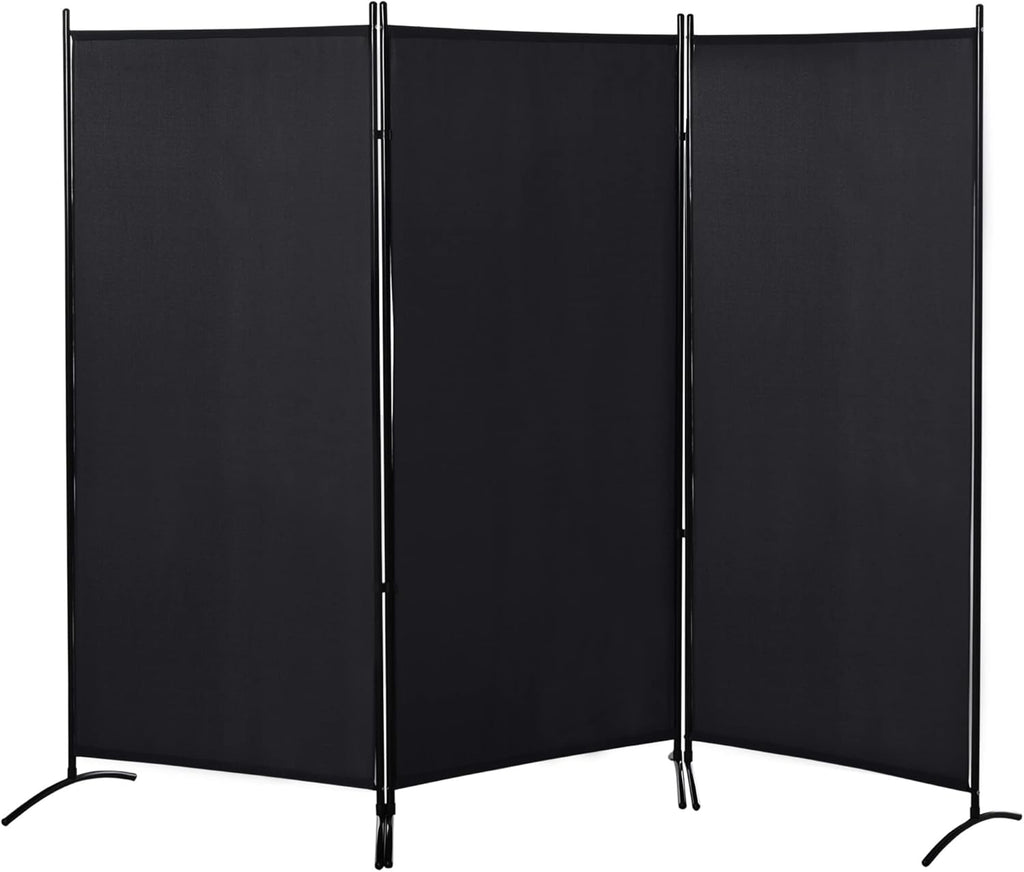 HOMCOM 6 Ft Tall 3 Panel Fabric Room Divider, Freestanding Partition Wall Divider, Folding Privacy Room Separator for Indoor, Home Office, Black