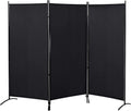 HOMCOM 6 Ft Tall 3 Panel Fabric Room Divider, Freestanding Partition Wall Divider, Folding Privacy Room Separator for Indoor, Home Office, Black