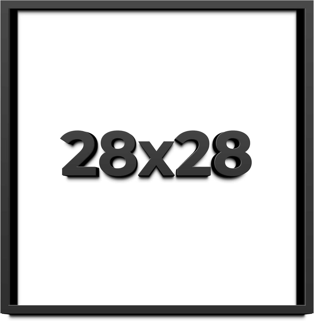 28x28 Shadow Box Frame Black | 1 Inch Deep Solid Wood Shadowbox Display Frame | UV Resistant Acrylic Plexiglass, Acid Free Backing, and Hanging Hardware | Dugan Picture Frame Style
