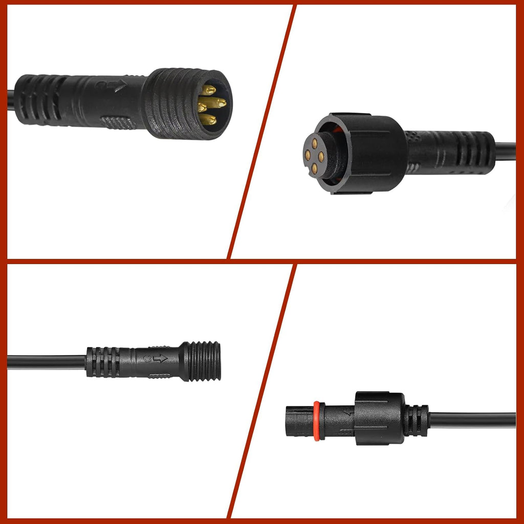 2 PCS 10FT 4 Pin Rock Light Extension Cable, RGB Wheel Well Lights Extension Cable for Trucks ATV Car, Extension Wire for 4 and 8 Pods RGB Rock Light