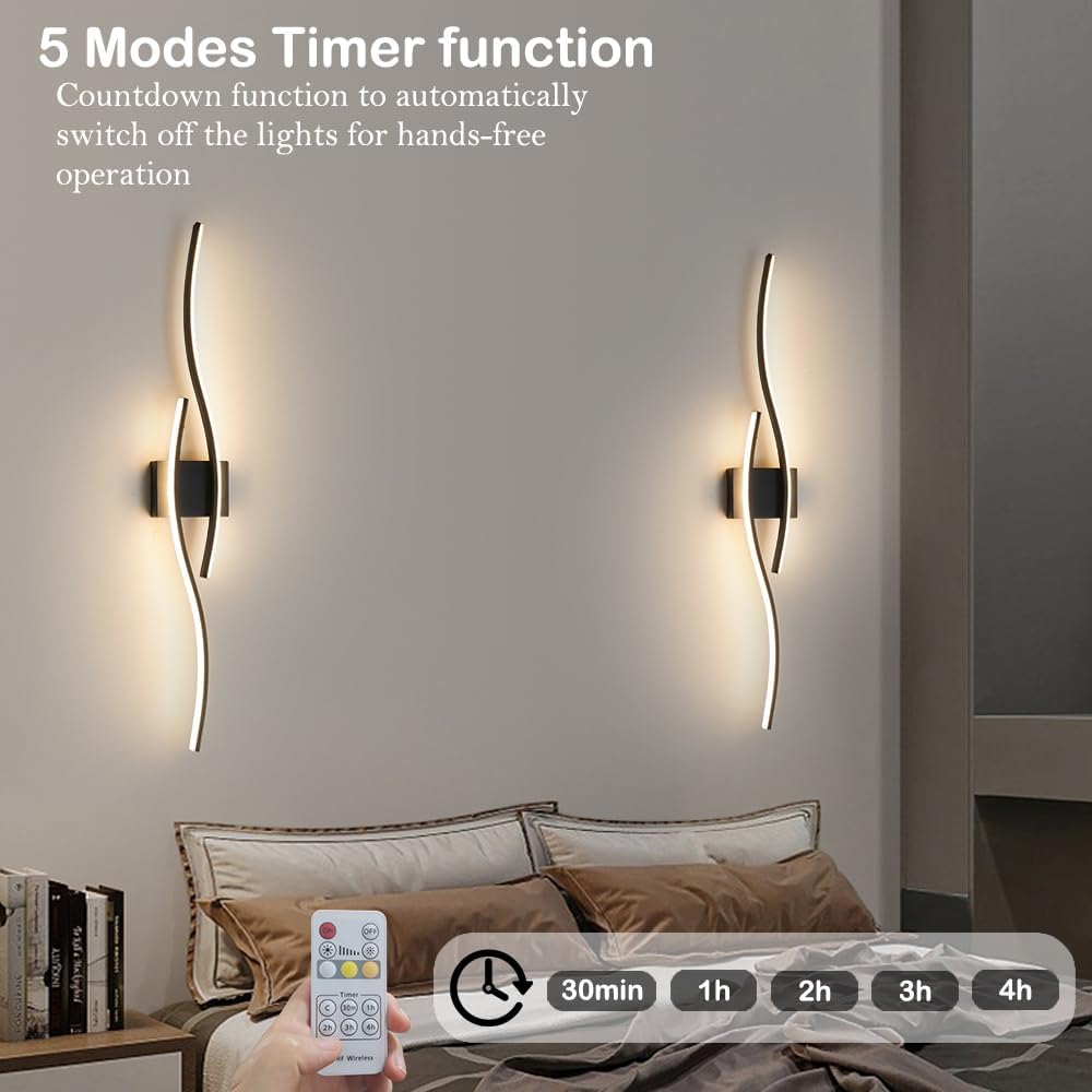 Black Vanity Lights Fixtures Over Mirror, Modern LED Bathroom Light Fixture with Remote Control, 3CCT Dimmable Bathroom Vanity Light 40.5 inch Wall Sconce Lighting for Bedroom, Living Room