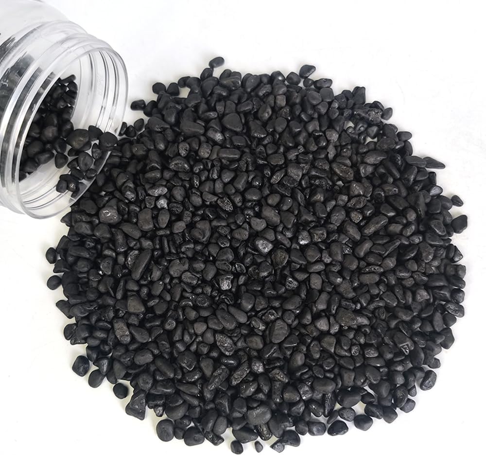 HappyFiller 0.88 LB Black Gravels Small Stones Succulent Mini Rocks Planter Soil Cover Pebbles, Fairy Garden,Terrarium,Lucky Bamboo,Cactus Topper Dressing Decor,Aquarium Fish Tank Bottom Granule