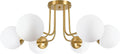 KoKo&Yukina 6-Light Mid Century Ceiling Light Modern Semi Flush Mount Ceiling Light Fixture Globe Ceiling Light with Milk Glass Shade Brushed Brass Finish for Bedroom Hallway Dining Room Living Room