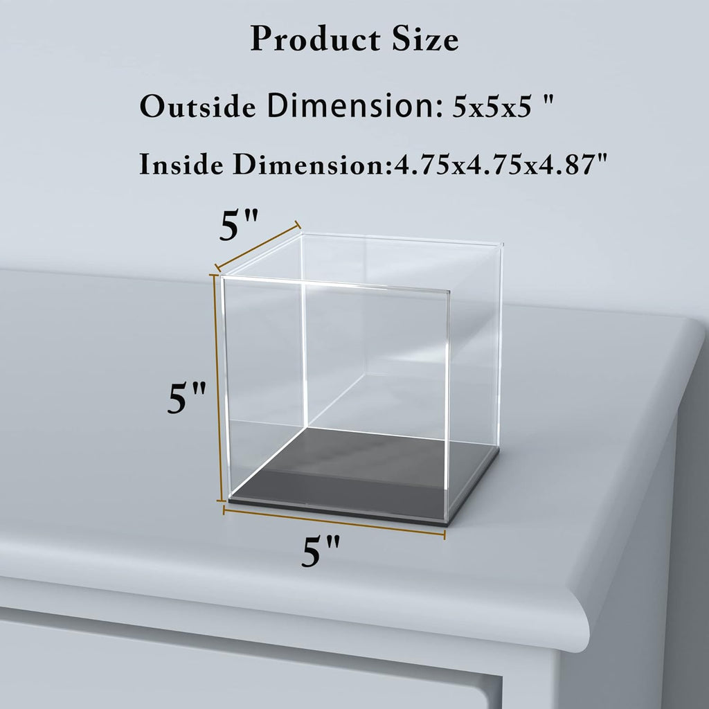 SVENJBB Acrylic Display Case, 5x5x5 Inch Clear Acrylic Boxes for Display, Self-Assembly Display Cases for Collectibles, Toys and Sport Goods