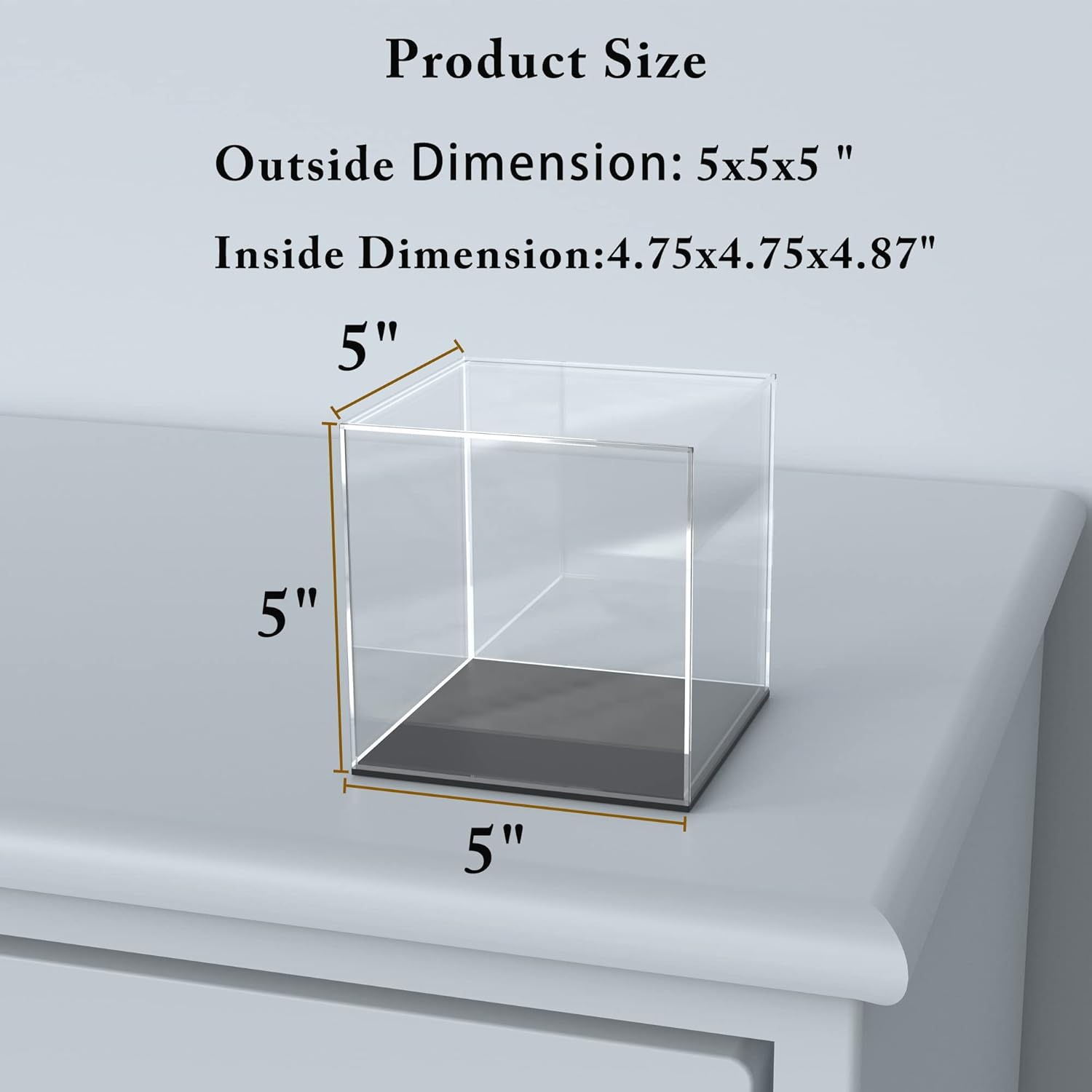 SVENJBB Acrylic Display Case, 5x5x5 Inch Clear Acrylic Boxes for Display, Self-Assembly Display Cases for Collectibles, Toys and Sport Goods