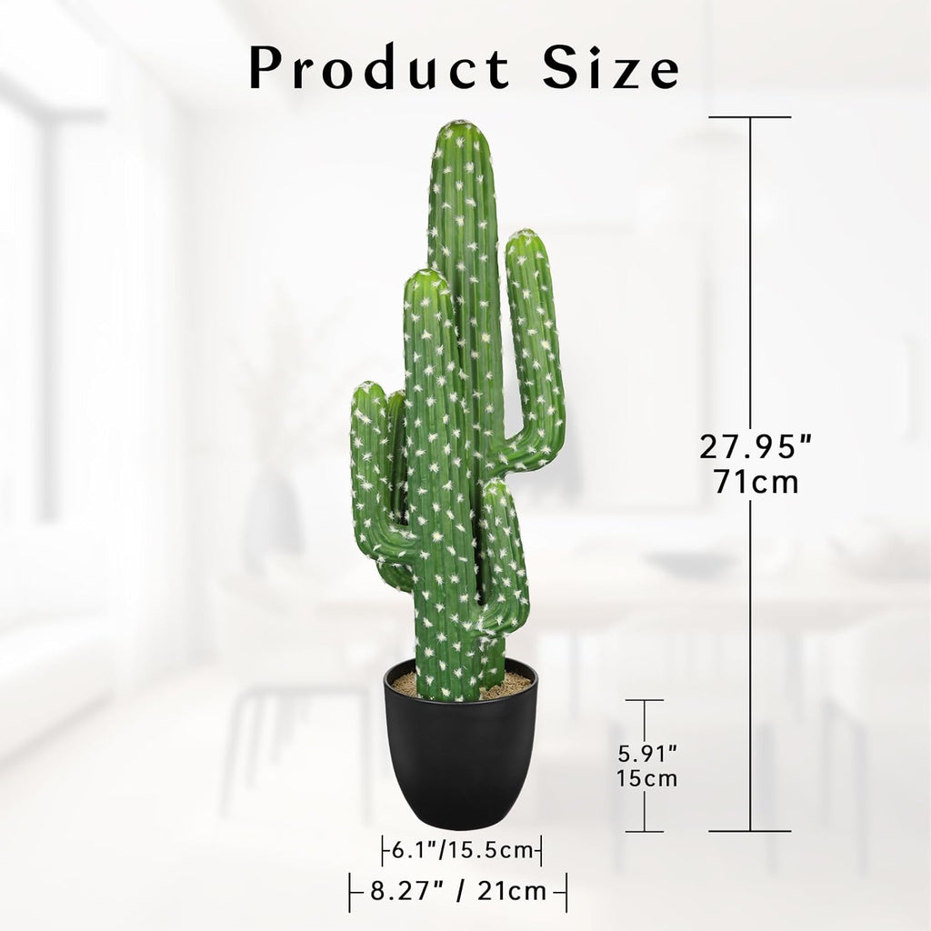 DILATATA Tall Fake Cactus Plant 28 inch Large Artificial Cactus Tree 'Saguaro Cactus' Faux Cactus Desert Plants Big Fake Cacti for Home Garden Office Decor