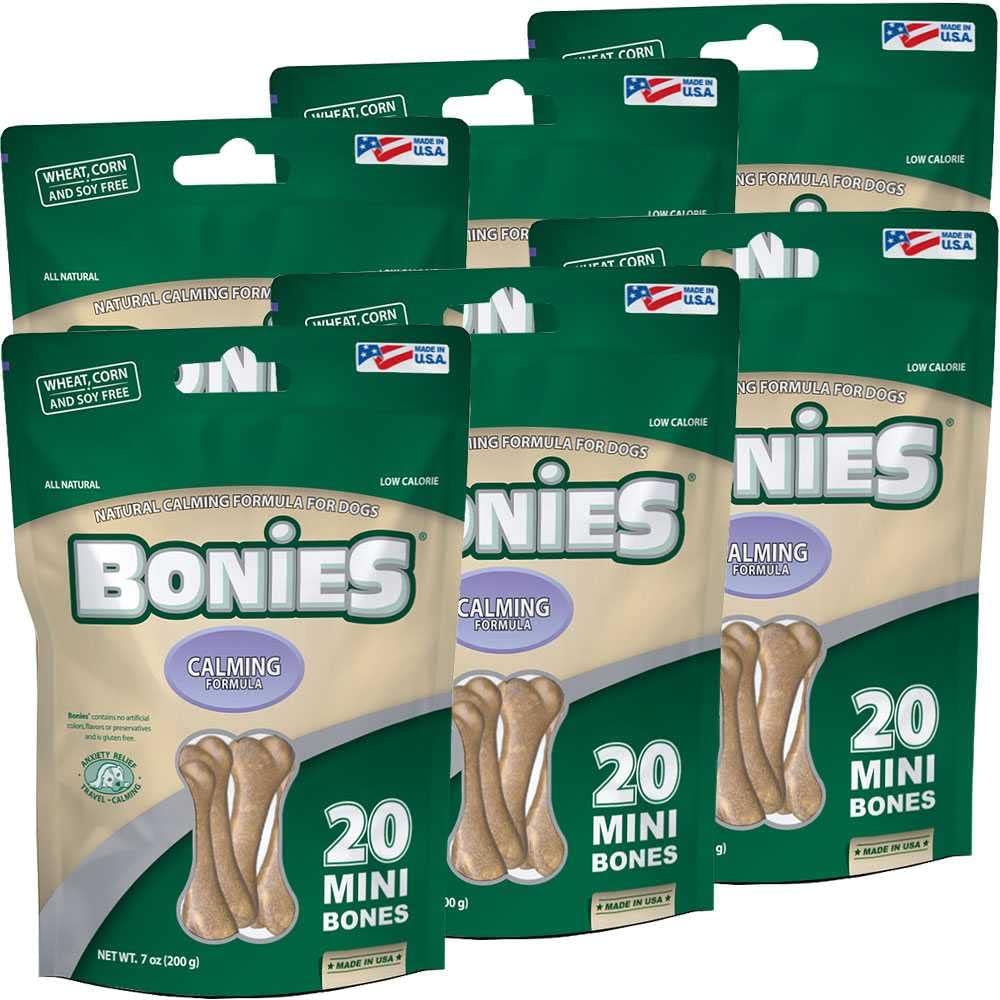 Bonies Natural Calming Mini Dog Bones–Long Lasting Digestible Edible Chews with Chamomile & Lavender for Anxiety, Barking & Stress–Healthy Dog Bones for Small Dogs & Puppies–Chicken Flavor–120 Count
