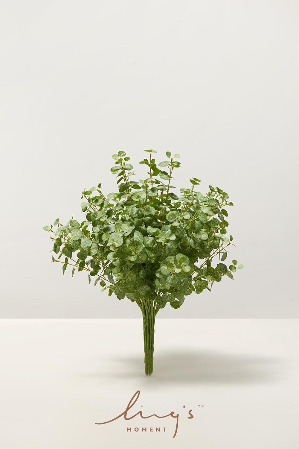 Ling's Moment Artificial Plants Eucalyptus Branches, 4Pcs 17.9" Tall Fake Greenery Filler Decor w/Stems, Realistic Texture Money Plant Leaves Decor for Room/Office, Wedding Bouquets/Table Centerpieces