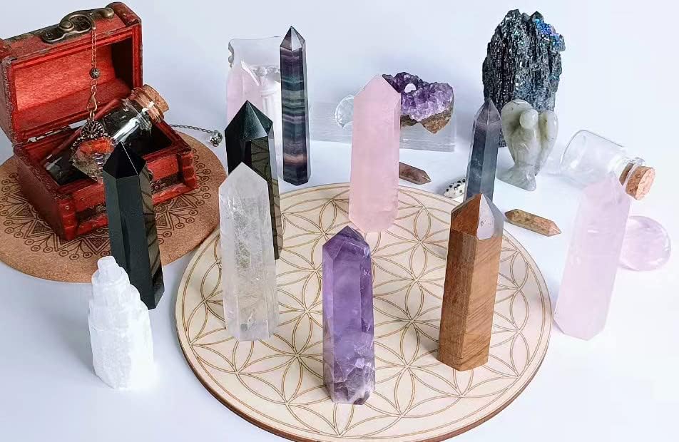 LAIDANLA Tiger Eye Healing Crystals Wands 3.5-4" Polishing Natural Reiki Energy Wand Stone Hexagonal Point Large Crystal Gemstones for Meditation Therapy Crystal Grid Decoration 1Pcs