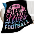 Just A Girl Who Loves Football Throw Blanket Sports Print Throw Blankets Gifts for Couch Sofa Bed Stuff Decor Soft Cozy Fleece Plush Warm Flannel Bedding for Lover 40"x50"