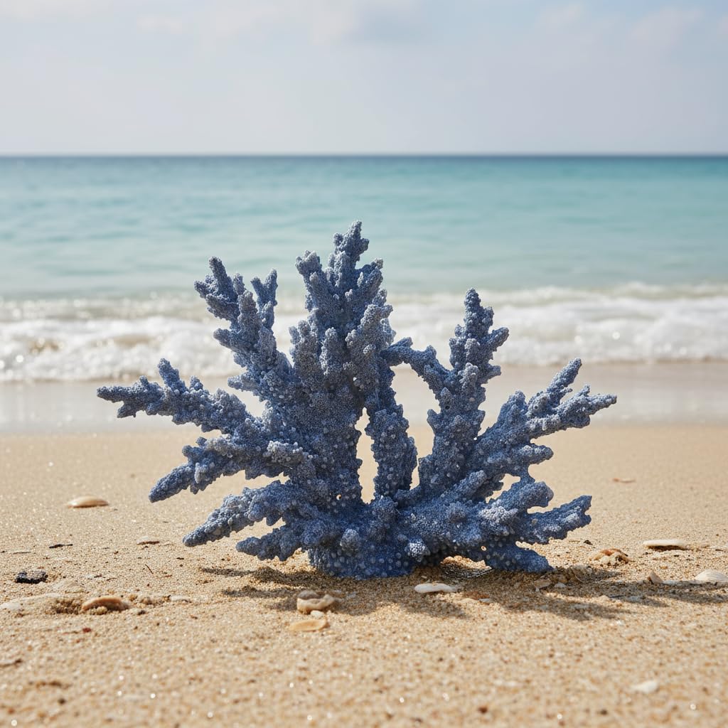 Coral Reef Decor Home Statue,Coastal Beach Nautical Decor,Aquarium、Desk、Bathroom、Room、Shelf Statue,Ocean Themed Gifts (X-Light Blue)