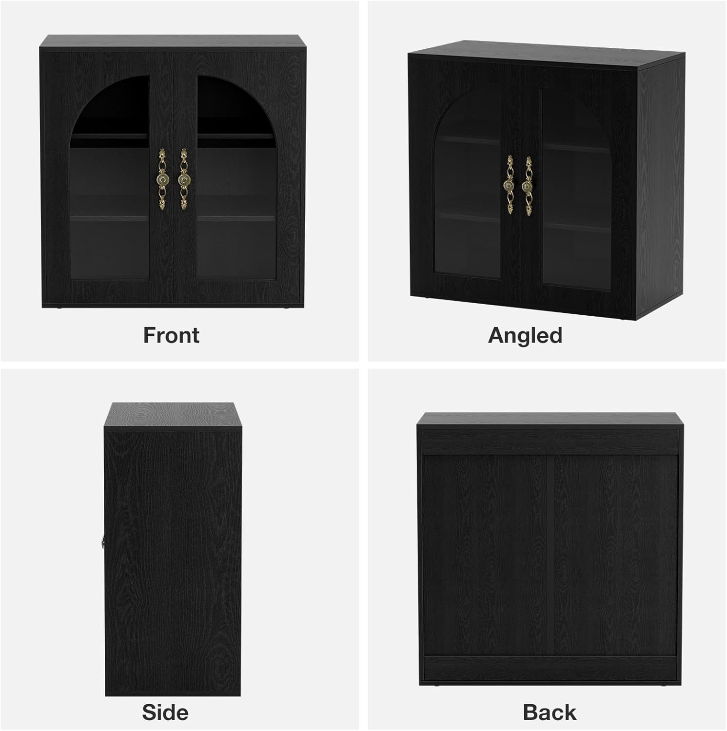 20-29 Gallon Fish Tank Stand with Adjustable Shelves, Glass Door Aquarium Stand with Storage Cabinet, 31x15 Reptile Terrarium Stand with Bronzed Metal Handles, Level Footings, 350 Lbs