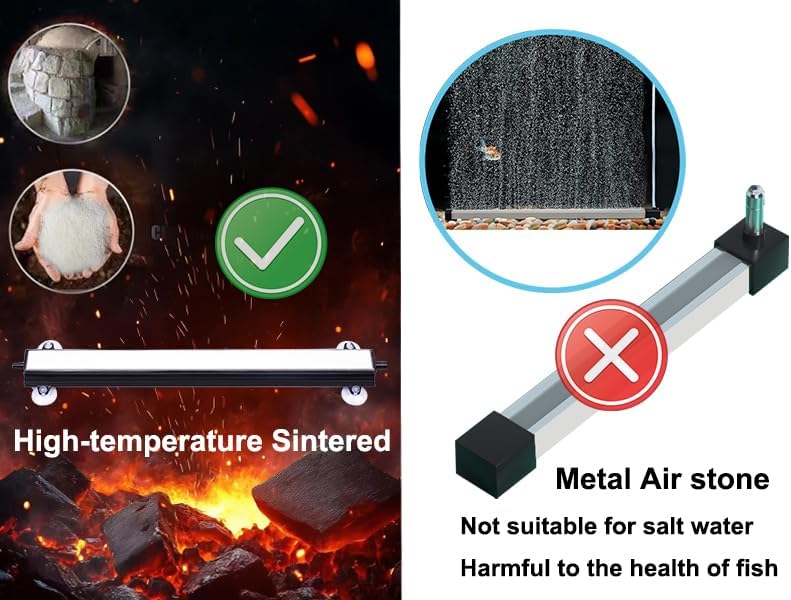 Carefree Fish Aquarium 6/12Inch Nano Materials Air Stone Strip Fish Tank Bubble Stone for Saltwater and Fresh Water (Not Harm The Health of The Fish)(No Include Air Pump)