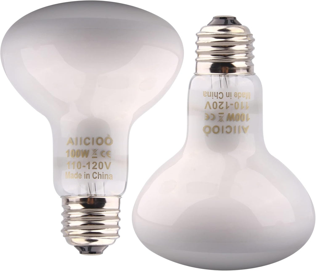 Aiicioo Reptile Basking Light Bulb - 100W Reptile Heat Lamp 2 Pack UVA Daylight Amphibians Basking Bulb for Bearded Dragon Turtle Hermit Crab Gecko Lizard Daylight