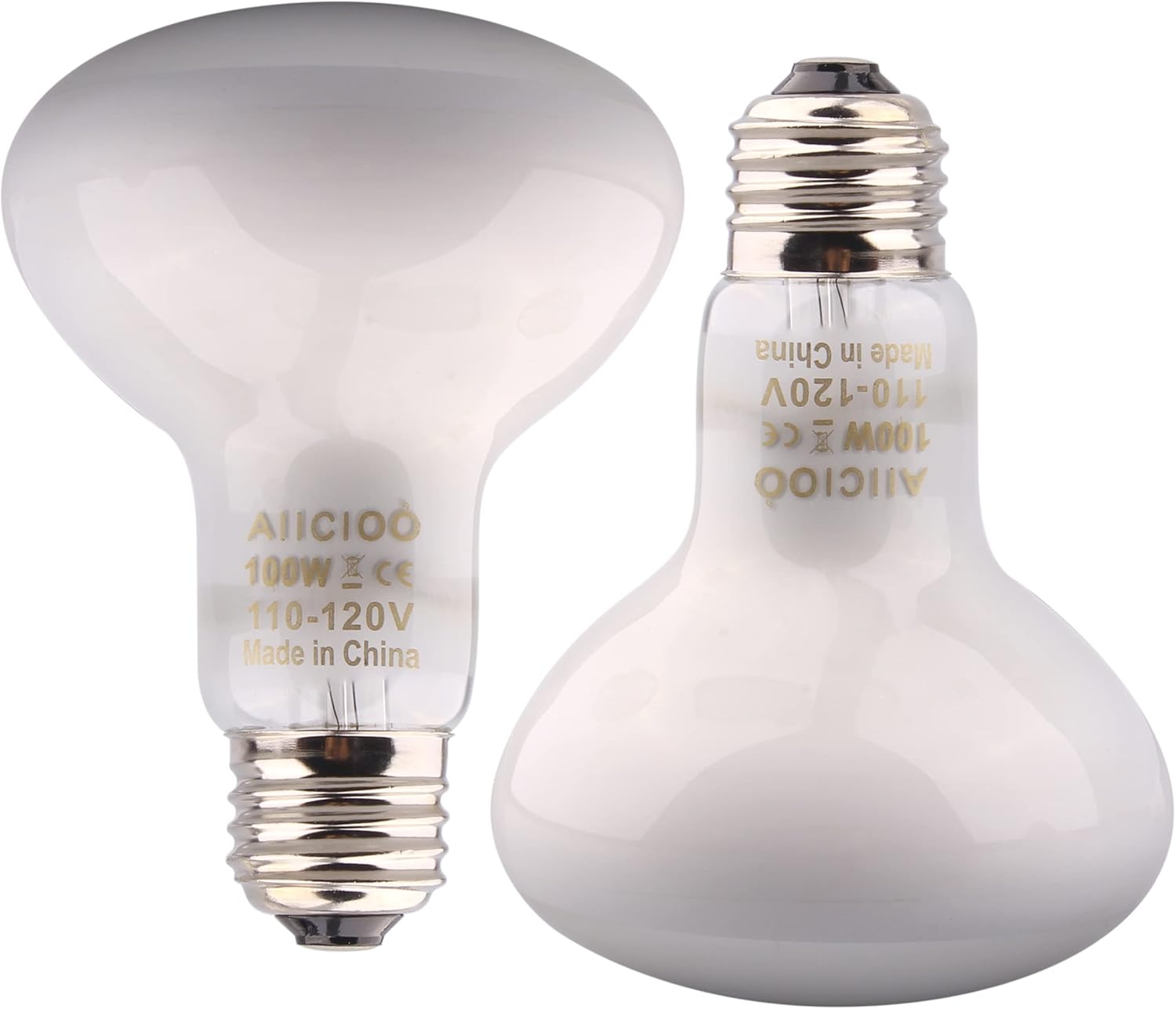 Aiicioo Reptile Basking Light Bulb - 100W Reptile Heat Lamp 2 Pack UVA Daylight Amphibians Basking Bulb for Bearded Dragon Turtle Hermit Crab Gecko Lizard Daylight