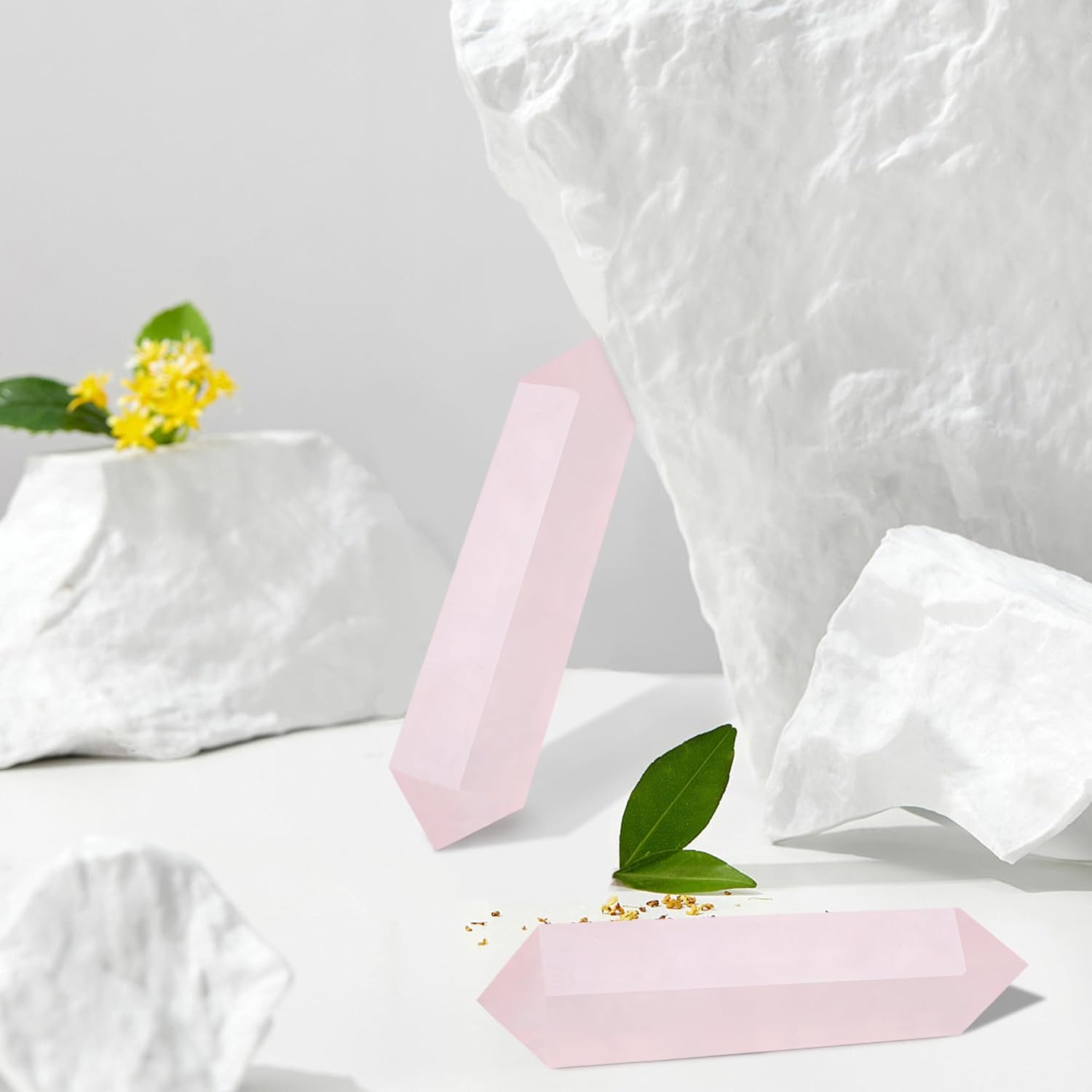 YATOJUZI 3.5" Rose Quartz Healing Crystals Wand Natural Crystals and Healing Stones Large Hexagonal Rose Quartz Crystal Points for Meditation Divination Reiki Energy Balancing 1PCS