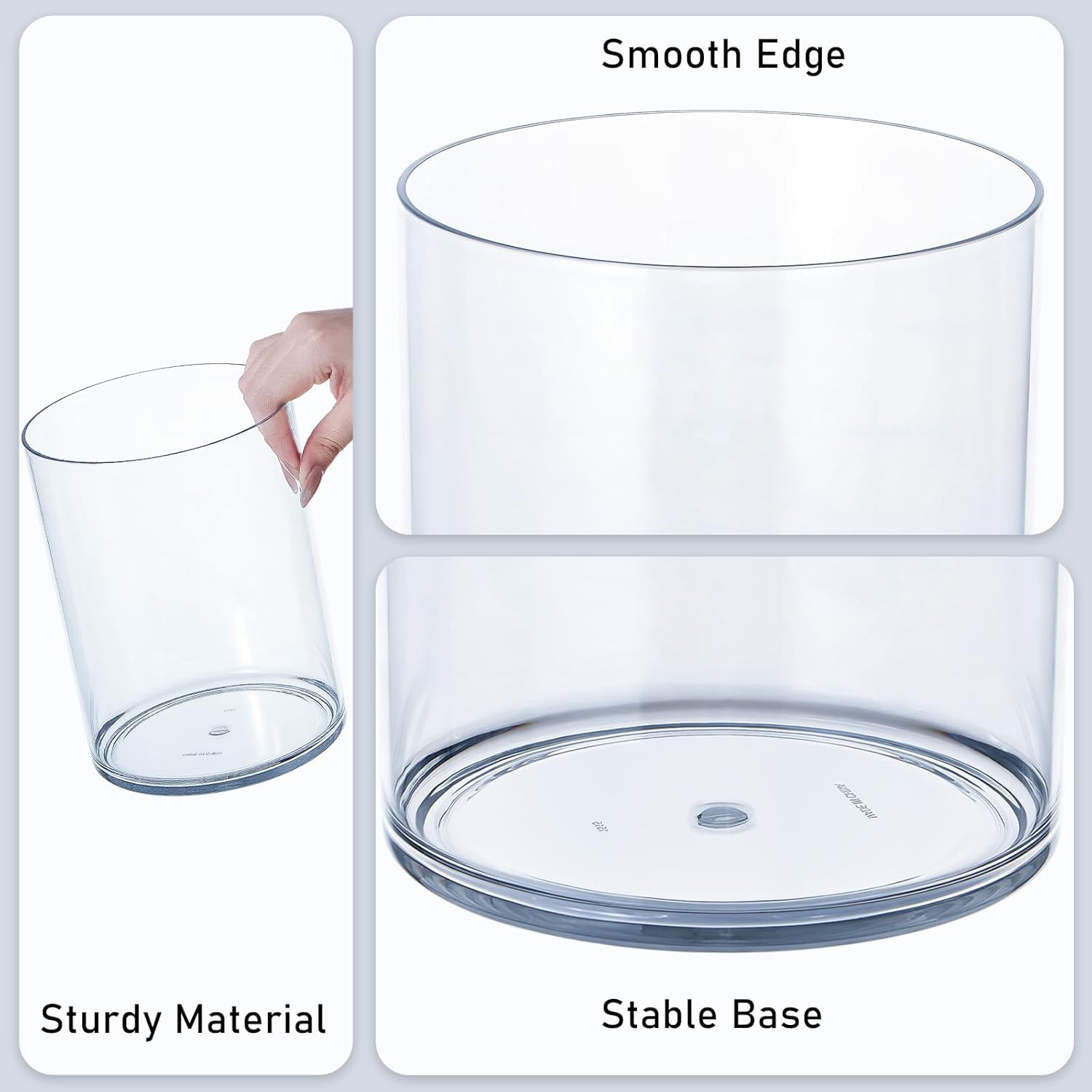 Clear Acrylic Flower Vase Centerpiece，Acrylic Cylinder Vase Decorative Wide Mouth for Flower, Plastic Flower Vases for Home，Office，Wedding Party,5.9x7.9in