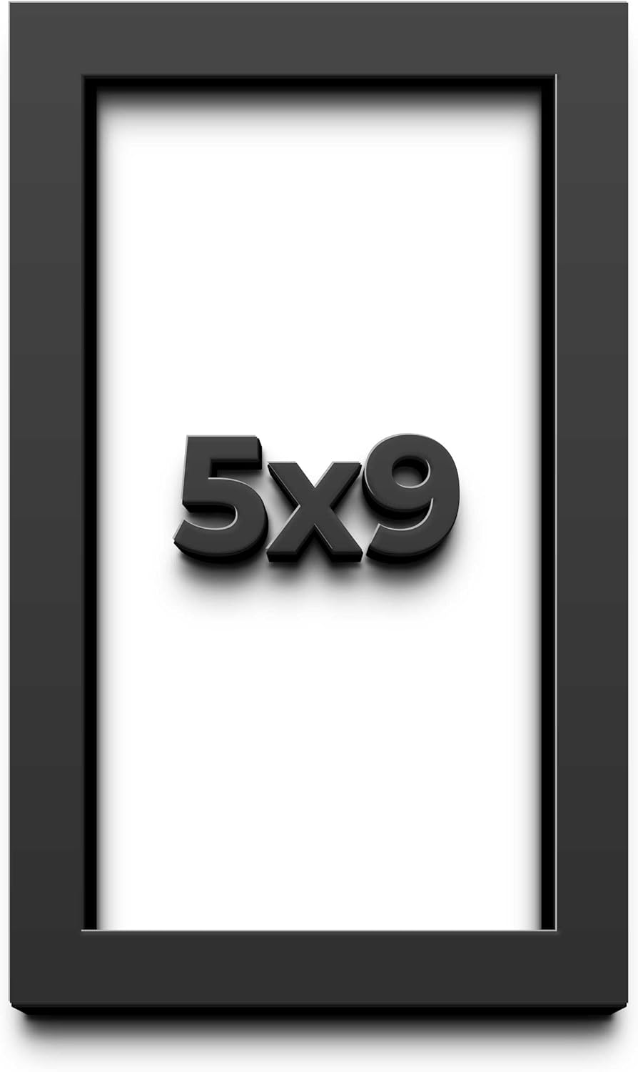 5x9 in Shadow Box Frame Black | 1 Inch Deep Solid Wood Shadowbox Display Frame | UV Resistant Acrylic Plexiglass, Acid Free Backing, and Hanging Hardware | Dugan Picture Frame Style