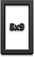 5x9 in Shadow Box Frame Black | 1 Inch Deep Solid Wood Shadowbox Display Frame | UV Resistant Acrylic Plexiglass, Acid Free Backing, and Hanging Hardware | Dugan Picture Frame Style