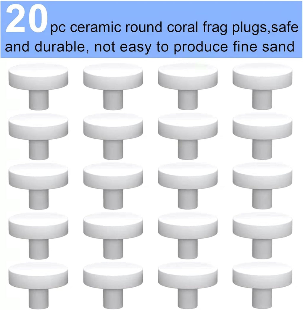 Ceramic White Coralline Coral frag Plugs Coral frag Base Round 20pc