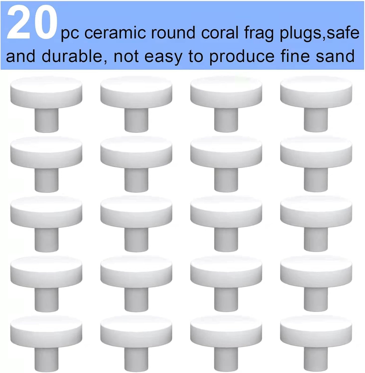 Ceramic White Coralline Coral frag Plugs Coral frag Base Round 20pc