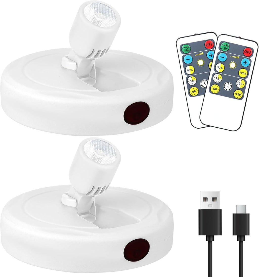 Cordless Spotlight Battery Powered, Plant Spot Light Indoor, Rechargeable Picture Lights with Remote, LED Accent Lighting, Dimmable Uplight for Tree Dartboard Decor Painting Art Photo