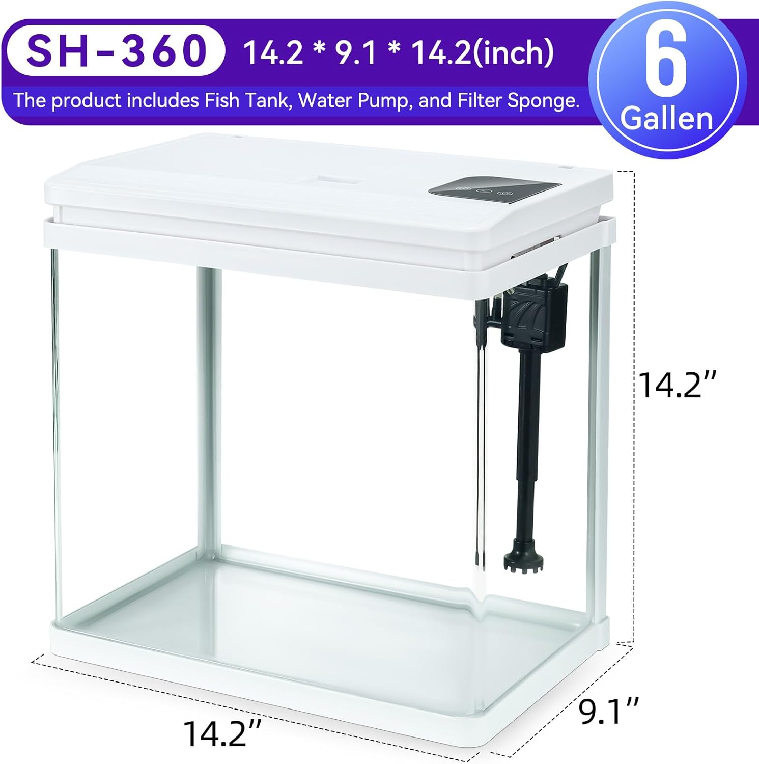 6 Gallon Fish Tank Kit with Auto On/Off Timer, 7-Color LED Light, Dimmable Brightness, Ultra Clear Glass & Effective Filtration – Great for Bettas