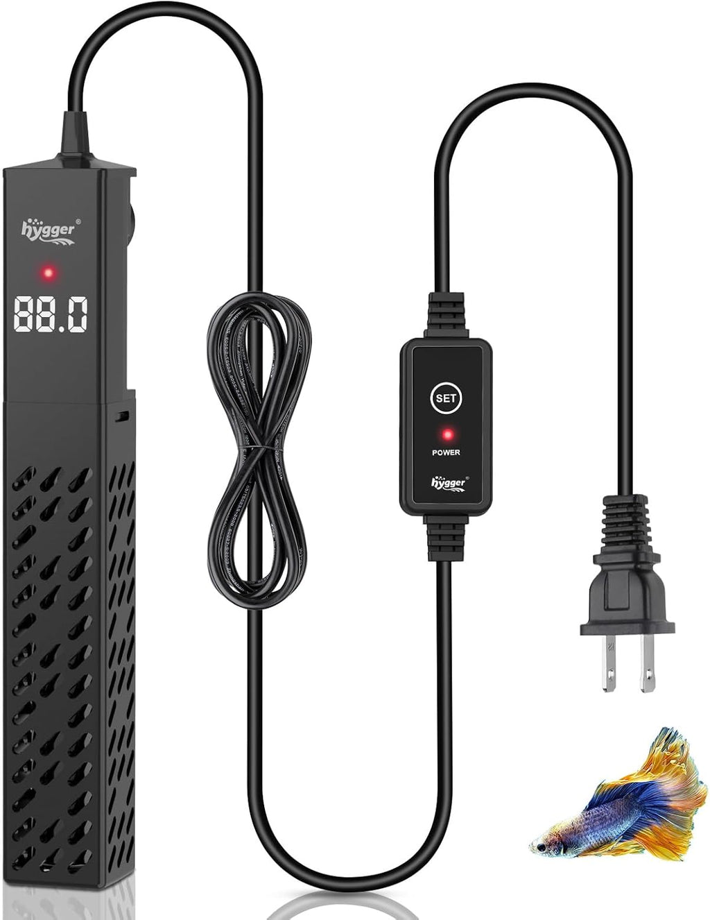hygger Upgrade Ceramic Aquarium Heater, 300W Digital Fish Tank Heater with Automatic Power-Off and Over-Temperature Protection, Energy Saving Submersible Aquarium Heater for Freshwater and Saltwater